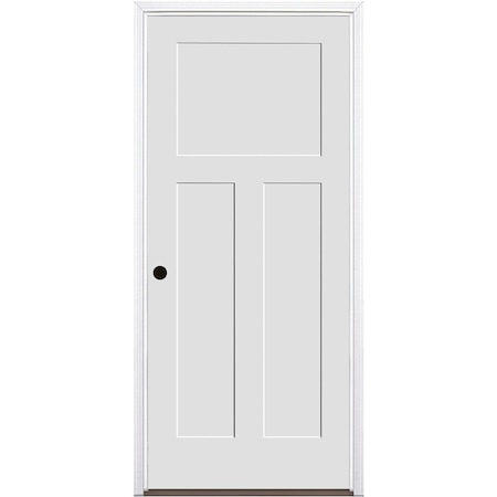 Codel Doors 36"x80"x1-3/4" Primed 3-Panel Mission Interior Shaker 20min Fire Rated 7-1/4" RH Prehung Door 3068134PRI840320MRH1DB714